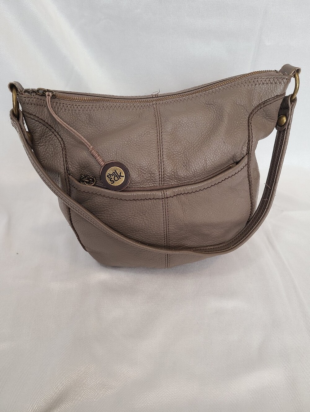 The Sak Taupe Leather Shoulder Bag